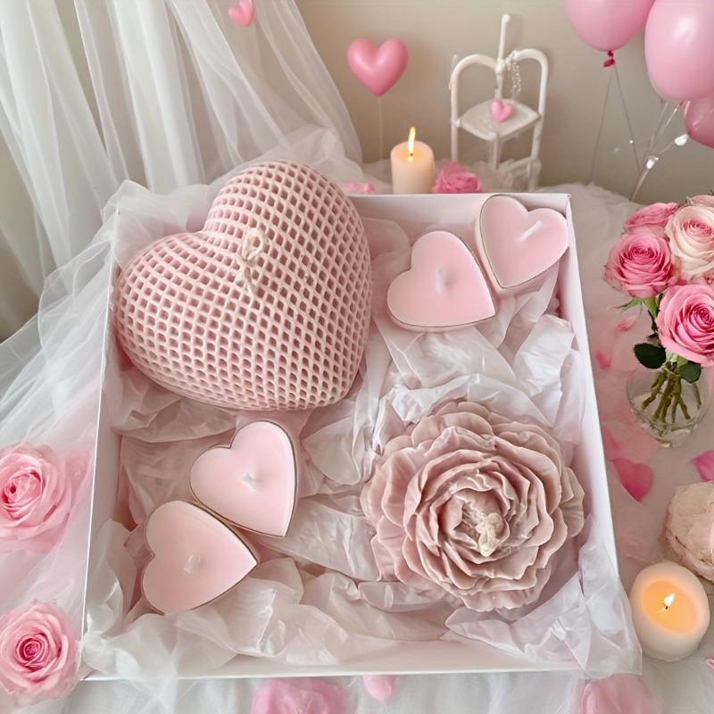 2pcs Peony Flower Woven Heart  - đánh giá và giá Bath Bomb Mold